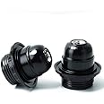 Mufasa E27 Holders, Screw Type Holders with Ring, Black, Perfect For Lamp Shades, Hanging Pendants, DIY Enthusiasts, Home Projects- Pack of 2