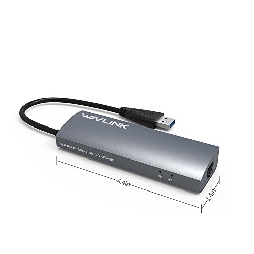 WAVLINK Aluminium 3-Port USB3.0 Hub mit Gigabit Ethernet-Anschluss für Macbook, Ultrabook, ChromeBook Pixel (Silber) - 5