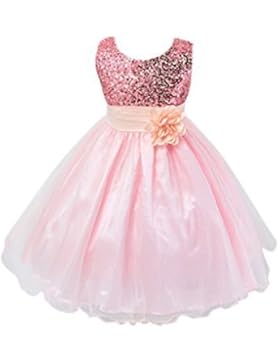 Live It Style It Mädchen Pailletten Kleid Blume Prinzessin Ärmellos Formell Party Hochzeit Brautjungfer