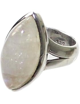 budawi® - Mondstein Ring 925 Sterling Silber (17,5 mm = 55), Damen-Ring mit Edelstein Mondstein