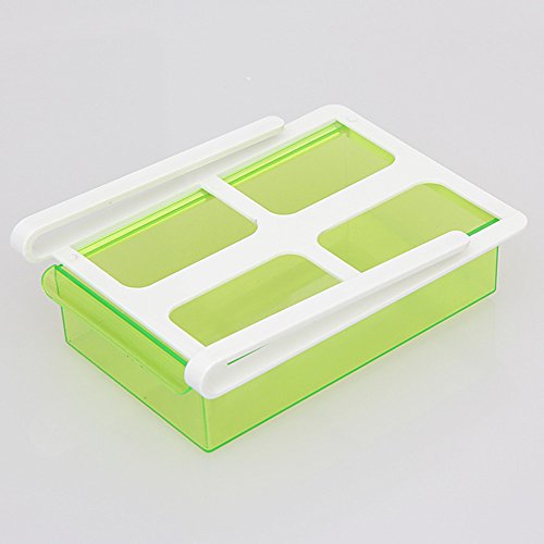 wjkuku Kühlschrank Organizer Space Saver Regal Multifunktions-Kunststoff Küche Kühlschrank Aufbewahrungsbox Gefrierschrank Regal Halter Ausziehbare Schubladen SPAC Küche Space Saver grün - 2