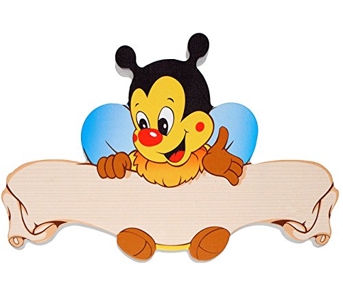 Preisvergleich Produktbild Unbekannt Türschild / Namensschild / Wandbild - aus Holz - Biene - Schild selbstklebend - für Kinderzimmer / oder Haustier Hundehütte - Tiere für Kinder Tier - Honi..