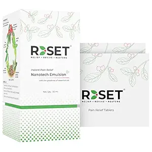 Reset Combos- Emulsion 50ml+Reset Tablets*2 Packs of 10 Natural pain relief | Excellent for Muscle Pain & Joint Pain, Knee Pain, Back Pain | 100% Natural | No Side Effects