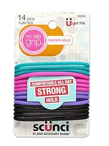 Scunci No-Slip Grip Evolution Jelly Ponytailers, 14 Count, Colors May Vary