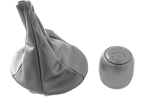 Thuron Set Cuffia e Pomello Leva Cambio per Panda 169 da 2003 a 2011 Impugnatura 5 Marce Manopola Manuale Grigio