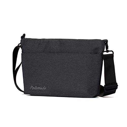 Preisvergleich Produktbild Herren Schultertasche Kleine, Pofomede Umhängetasche Oxford Herrentaschen Businesstasche Arbeitstasche Messenger Bag Ordner Arbeit Uni Reise Sport , Schwarz