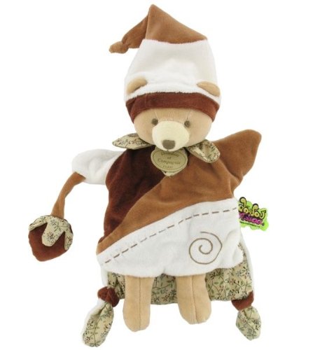 Y suave de color marrón de oso de peluche marioneta de mano con forma (apto para su uso en para bebés con diseño de)