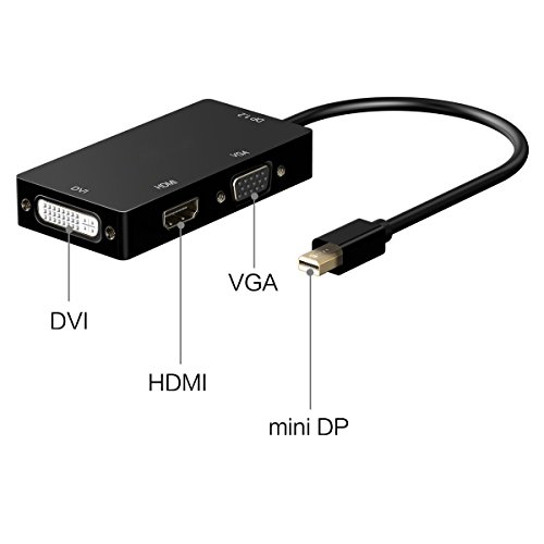 4K x 2K 3 in 1 Mini Displayport DP 1.2 auf HDMI DVI VGA Kabel-Adapter Konverter | 3840×2160 UHD / 2160p 4k (Ultra High Definition) | Für Apple MacBook, MacBook Air Pro, iMac, Mac mini - 5