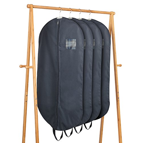HOMFA 4 x Kleidersack atmungsaktive kleiderhülle Anzugtasche Anzugsack Kleiderschutzhülle mit Sichtfenster und Tragegriff aus Wasserabweisend Material für Anzug, Brautkleid – 100 x 60 cm - 4