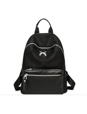 SHFANG Damen Doppel Schultertasche Student Schultasche Handtasche Freizeit Tourismus Oxford Einfache Schwarz 27...