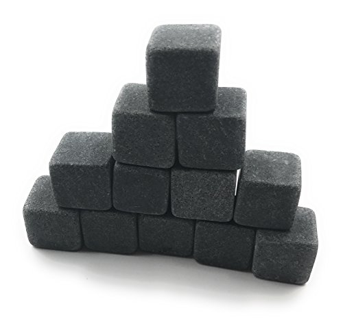 ocona© Premium Whisky Steine (12 Stück) wiederverwendbare Eiswürfel mit Eiszange Whiskysteine, Whisky Stones, Kühlsteine aus natürlichen Speckstein Geschenk Set (12 Specksteine) - 4