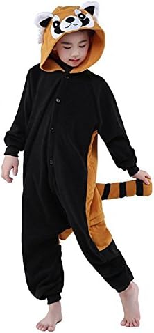 Winter Warm Flannel Onesie Pajamas Kids Boys Girls Cosplay One Piece Raccoon Pajama Costume (Raccoon, 115#(Fit height:51"-55"/130-140cm))