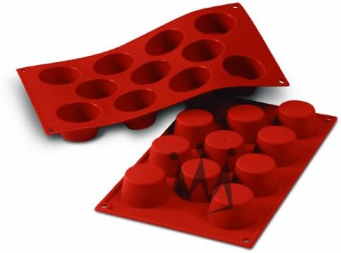 Silikomart Silicone Muffin Pan, 11 Cup, Mini, Red