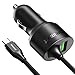 Price comparison product image Tronsmart 33W Dual USB Type-C Car Charger with Quick Charge 3.0 Built-in USB-C Cable for Galaxy S8/S8+, Nexus 6P/5X, LG G6/G5, Google Pixel XL and iPhone, Samsung, iPad and More