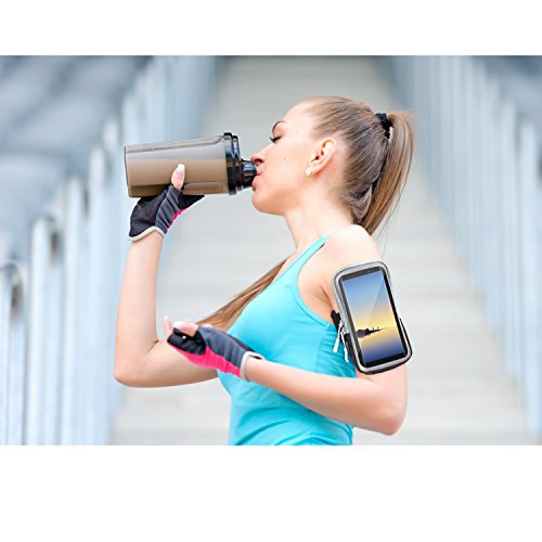 MoKo Sports Armband Bag per iPhone & Galaxy, Bracciale Borsa da Corsa con Finestra Touch Chiara, per Samsung Galaxy Note 8 / S8+, Apple iPhone X / 8 Plus/ 8 / 7 Plus / 6s â€“ Nero