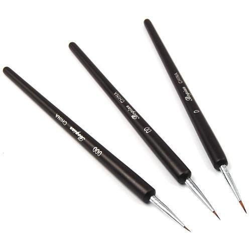 Yahee 3tlg Nagel Pinsel Set / Kunst Malerei Pen -Schwarz