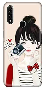 Amazon Brand - Solimo Designer Girl Smile Design 3D Printed Hard Back Case Mobile Cover for Oppo A31 (2020)