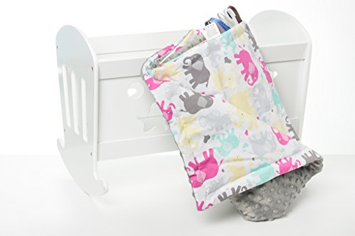 1buy3 MINKY Babydecke gefüttert |Plüschdecke |Krabbeldecke |Kuscheldecke 75 x 100 cm (41. Grau + Elephanten) - 3