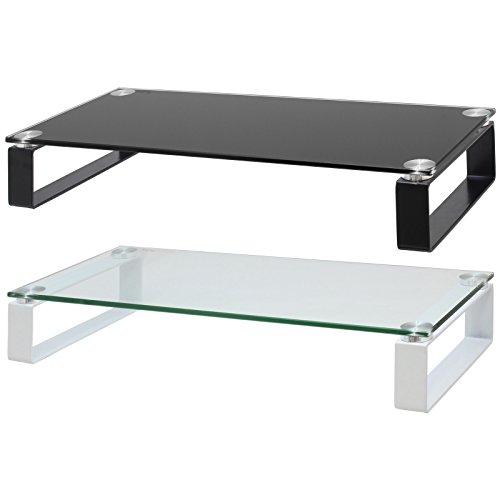 Hartleys 60cm Glass TV Monitor Riser Shelf with Block Legs Choice of