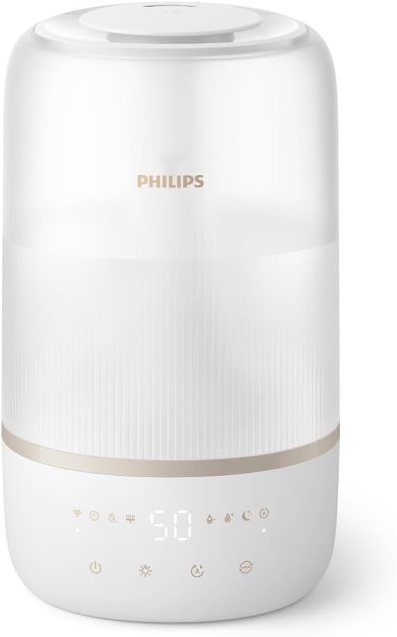 Philips 1000 Serisi Hava Nemlendirici - Kuru Hava Belirtilerini Giderir, 41 m2'ye Kadar Odalar İçin Etkili, 32 Saat Çalışma Süresi, Aromaterapi Özelliği, SkyMist, Beyaz (HU1510/04)
