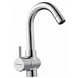 Hindware Brass Swan Neck Tap, Silver, Chrome Finish