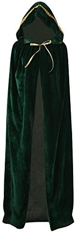 OurLoreUnisex Full Length Hooded Robe Cloak Long Velvet Cape Cosplay Costume 59 inch
