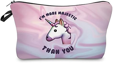 IBuyi Women Makeup Bags 3D Printing Zipper Cosmetic Bag With Multicolor Pattern Cute Unicorn Cosmetics Pouchs For Travel Ladies Women Eyebrow Pencil Case Organiser (Pink 2 with Letter)