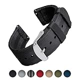 Archer Watch Straps | Sicherheitsgurt Stil Gewebtes Nylon Quick Release Ersatz Uhrenarmband für Damen und Herren, Uhrenband für Uhr und Smartwatch | Schwarz, 22mm