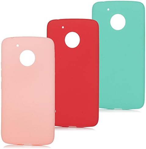 3x Moto G5 Case, Beaulife Back Cover TPU Silicon Rubber Ultra-Thin Flexible Shockproof Anti-Scratch Anti-Slip Lightweight Bumper Elastic Gel Mobile Phone Protective Shell for Motorola Moto G5 - Pink + Green Mint + Red