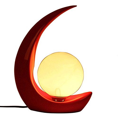 Preisvergleich Produktbild QINAIDI Mond Dekoration Tischlampe, Harz Tischlampe, Hochzeitsgeschenk Harz Tischlampe, Arbeitszimmer Tischlampe, Wohnzimmer Tischlampe E27 Rot