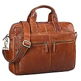 Leder Businesstasche zum Aufstecken an einem Koffer - ideal für Geschäftsreisen und im Büro | dank verstell- und abnehmbarem Schultergurt auch als Leder Umhängetasche oder Handtasche tragbar