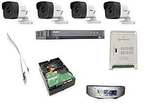 Fabtonic Hikvision Combo Kit with 4 Pieces 5MP Full HD Bullet Camera, 4CH DS-7B04HUHI-K1/DS-7204HUHI-M1/S DVR 1TB Hard Disc, CCTV Wire Roll Power Supply and All Required Connectors