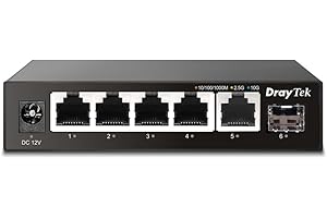 DrayTek VigorSwitch Q60x Multi-gig High Performance Unmanaged Switch, 5 x 2.5 GbE Ports, 1 x 10Gbps SFP+ Uplink