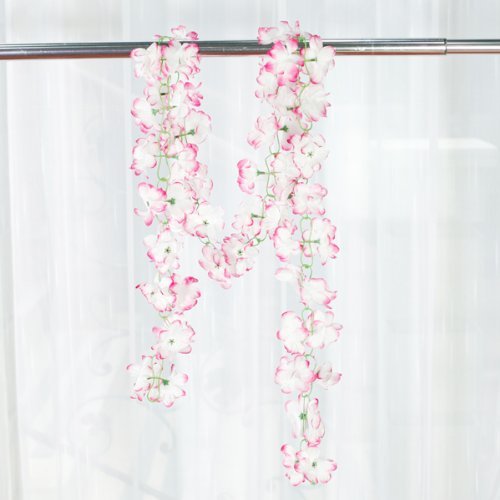 2x Kuenstliche Azalee Girlande Blumen Rebe Hochzeits Garten Dekoration – Rosa und Weiss - 2