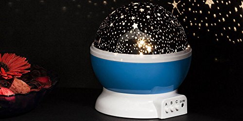 Original Star Master 2.0 I Rotierender 360 Grad Sternenhimmel Projektor mit 2 Traumaufsätzen und Nachtlich I Kabel-und Batteriebetrieb I Farbe: Himmelblau - 3
