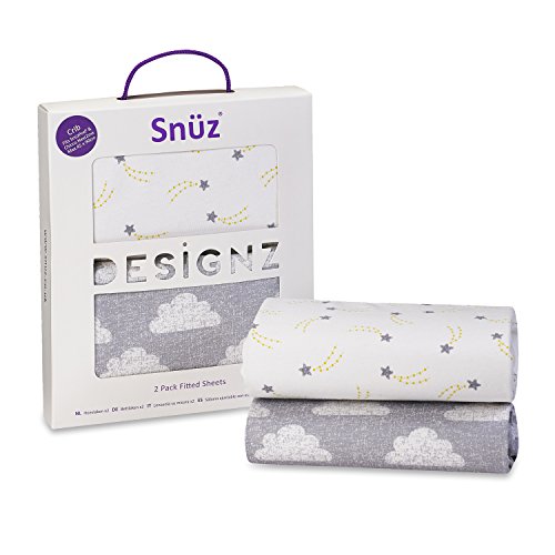 Snuz Crib Fitted Sheets - Cloud Nine Print (Fits SnuzPod and Chicco Next2Me)