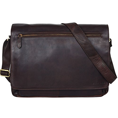 STILORD  Jan  15 6 Zoll Laptoptasche Leder Herren Damen Umh  ngetasche Unitasche Aktentasche Freizeit B  rotasche weiches Vintage Leder  Farbe ebenhol
