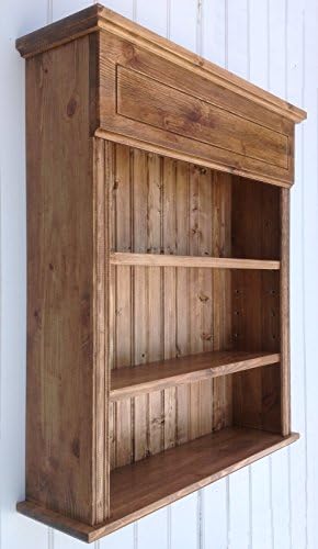 Original Crate Furniture Wall Cabinet Shelf Unit Spice Rack Storage Shelves for Kitchen Bathroom, Antique Pine