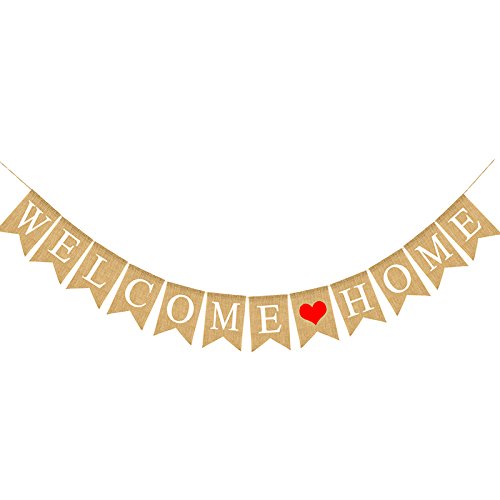 Jijacraft Welcome Home Banner Burlap Banner Rustic Burlap Bunting