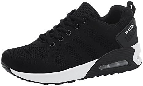 NEW Women's Air Sports Running Shoes Shock Absorbing Trainer Running Jogging Trainers for Girls (2.5UK, black-8)