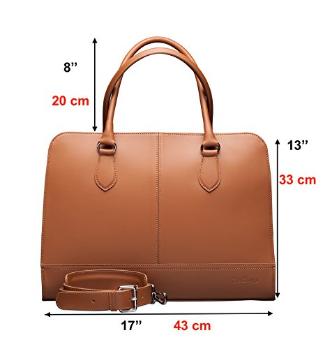 Su.B 15.6” 14” professionelle Design Damen Laptoptasche, echtes Leder – Made in Italy (Hellbraun) - 3
