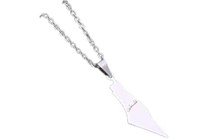 YUANYIRAN Israel Und Palästina Karte Anhänger Halskette - Unisex Paar Halskette Schmuck Buchstabe Ethnischer Charme Flagge Anhänger Patriotische Karte Hip Hop Schmuck Mode Persönlichkeit Geschenk,