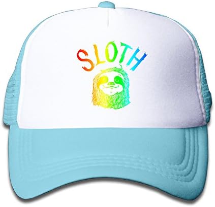 Rainbow Sloth Smiling Sloth Smile Kids Adjustable Mesh Cap Trucker Hats Mesh Trucker Cap Pink -  Blue - 