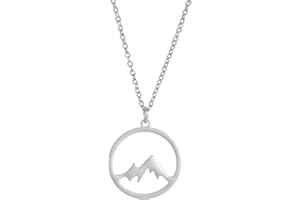 VASSAGO Collar con colgante de montaña, collar de montaña circular para mujeres, hombres, las montañas están llamando, collar de acero inoxidable con dije de montaña, colgante de montaña