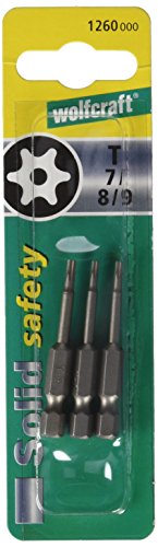 Wolfcraft 1260000 3 Schraubendreherklingen Safety, 50 mm, TX mit L. 7, 8, 9