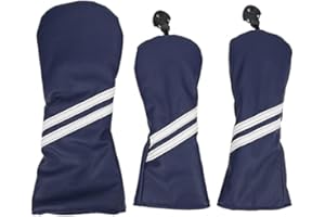 SUNGOOYUE Funda para Cabeza de Madera de Golf, Juego de Fundas para Cabeza de Palo de Golf a Rayas de PU Impermeables para Conductor No.1,3,5