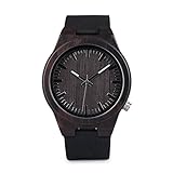 Kim Johanson Herren Ebenholz Armbanduhr *Black Mamba* in Braun/Schwarz mit Echtem Lederarmband Handgefertigt Quarz Analog Uhr inkl. Geschenkbox