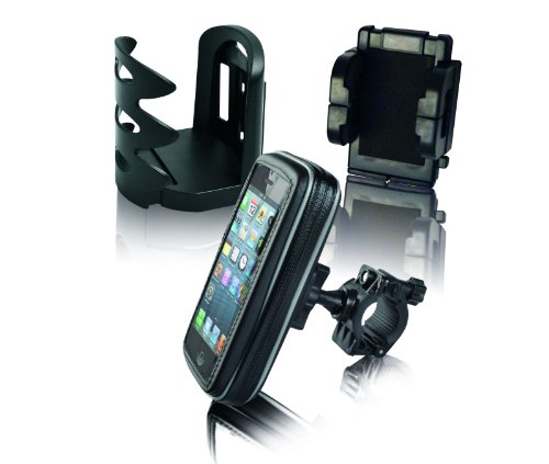 Eze Kaddy - Soporte de Manillar de Bicicleta para GPS (Incluye Soporte para Bebida y Funda Protectora), Color Negro
