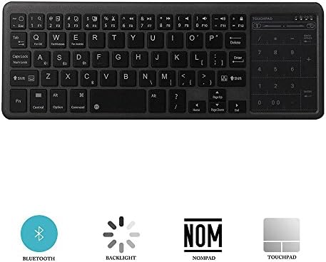 KOBWA Bluetooth Keyboard with Touchpad, Backlit 7-Colors Wireless Touchpad Keyboard with Built-in 4000mAh Power Bank, Simultaneously Support 3 Bluetooth Devices, for Windows,Android,Mac,Linux,IOS