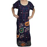 Indiatrendzs Women Cotton Nighty Paisley Printed Blue Nightwear Maxi Nightgown 46"